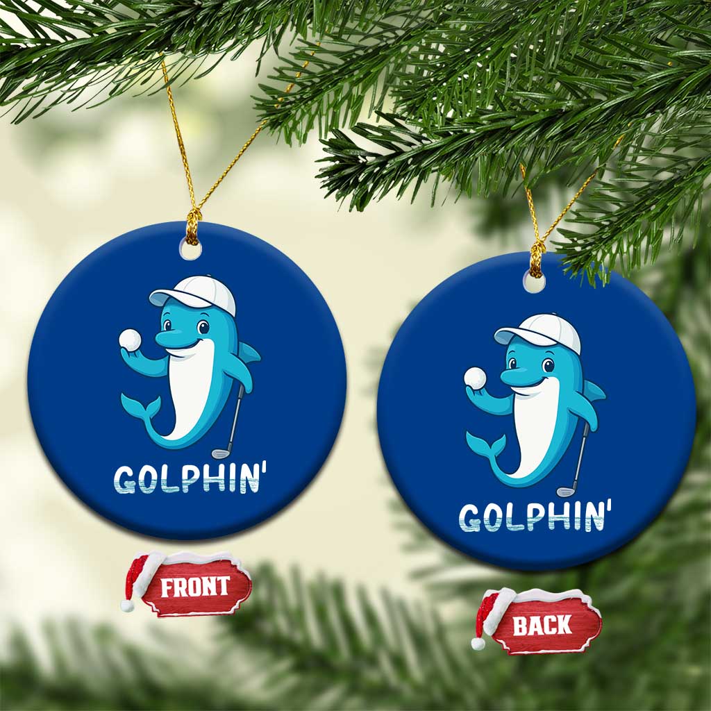 Golphin Dolphin Pun Ceramic Ornament Funny Golf Gift - Wonder Print Shop