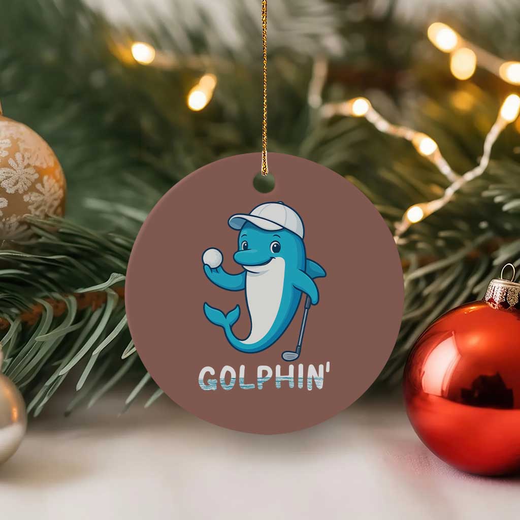 Golphin Dolphin Pun Ceramic Ornament Funny Golf Gift - Wonder Print Shop