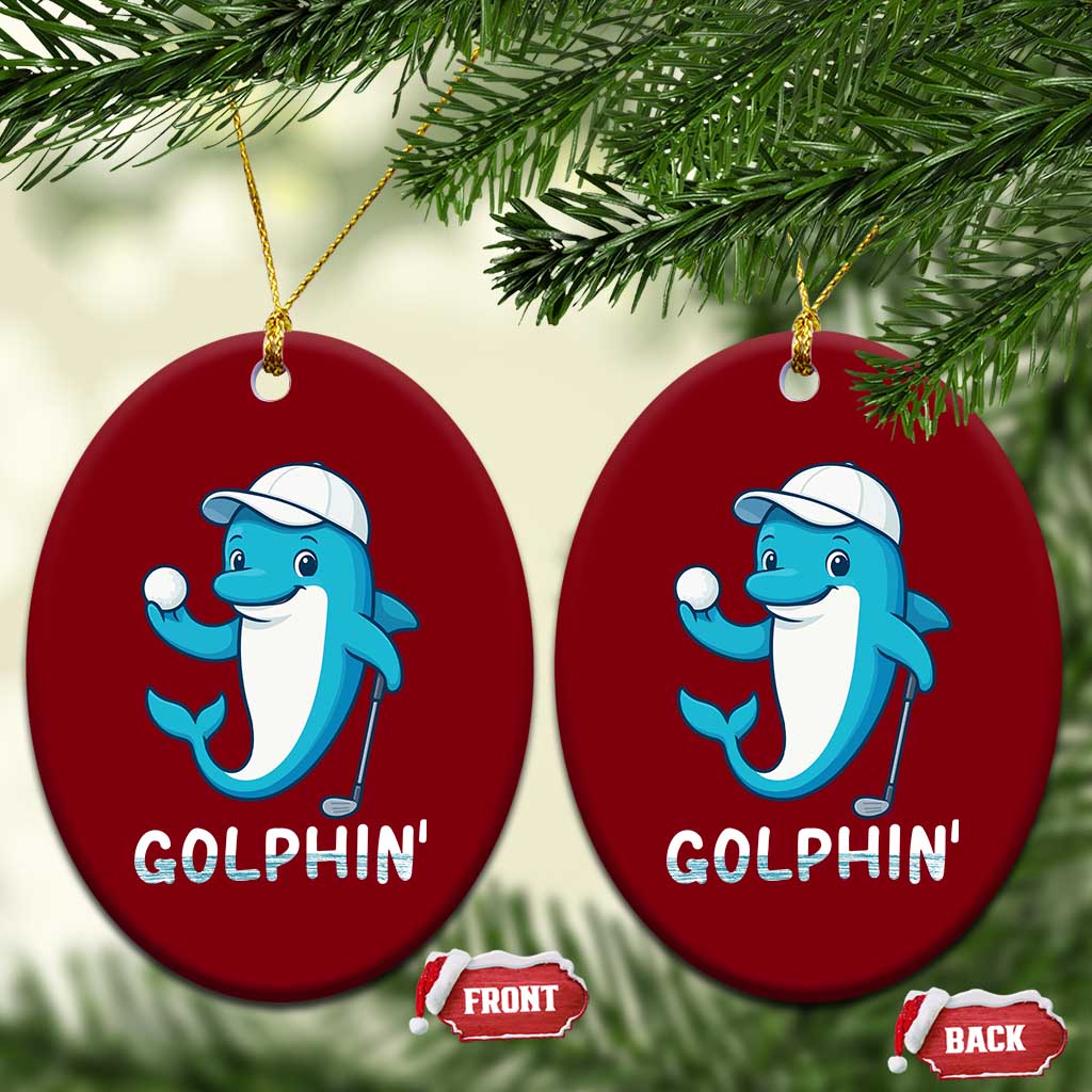 Golphin Dolphin Pun Ceramic Ornament Funny Golf Gift - Wonder Print Shop