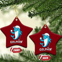 Golphin Dolphin Pun Ceramic Ornament Funny Golf Gift - Wonder Print Shop