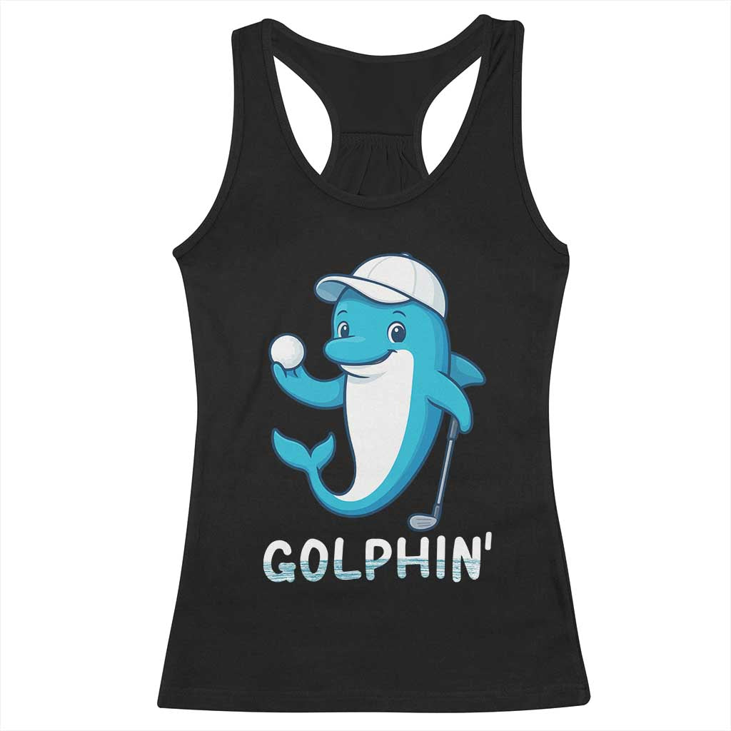 Golphin Dolphin Pun Racerback Tank Top Funny Golf Gift - Wonder Print Shop