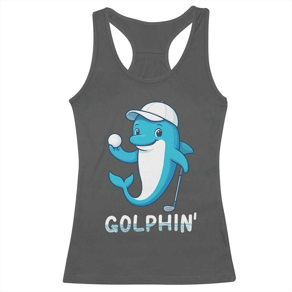 Golphin Dolphin Pun Racerback Tank Top Funny Golf Gift - Wonder Print Shop