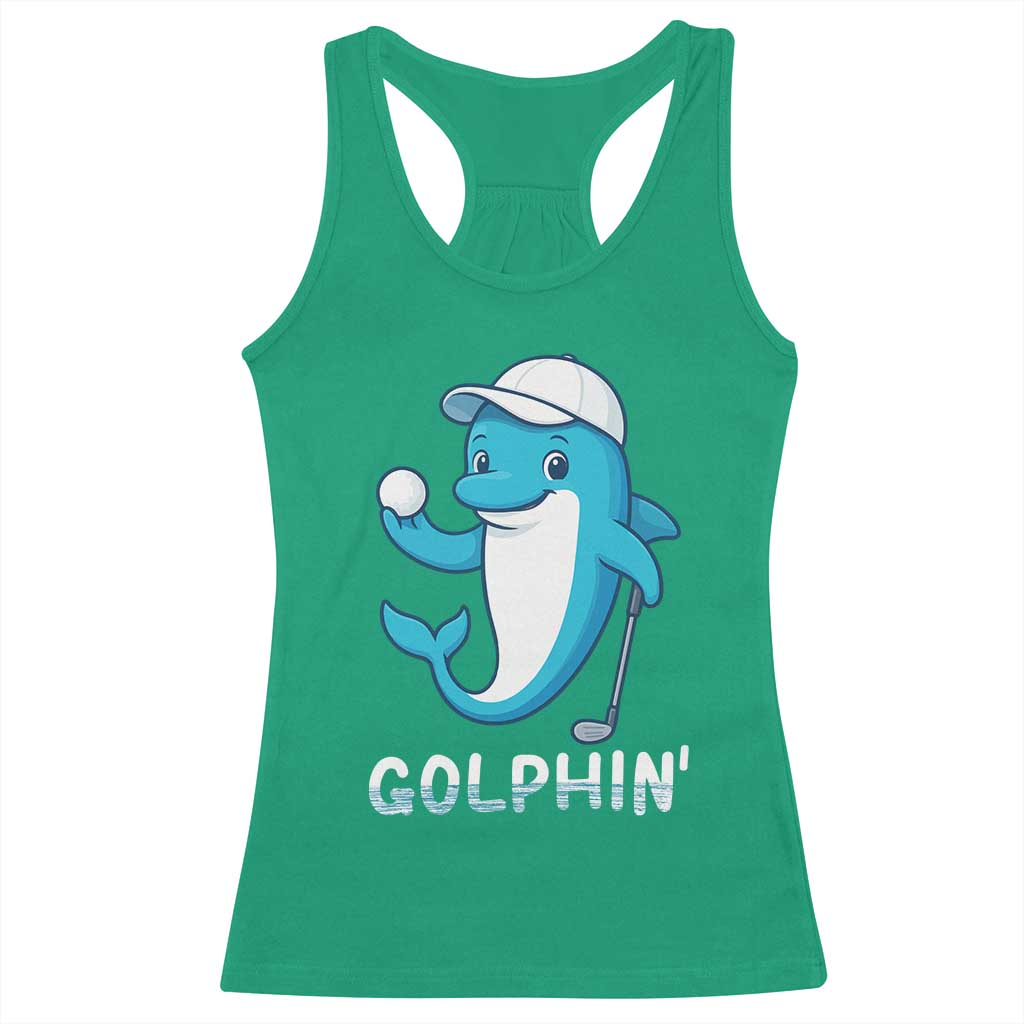 Golphin Dolphin Pun Racerback Tank Top Funny Golf Gift - Wonder Print Shop