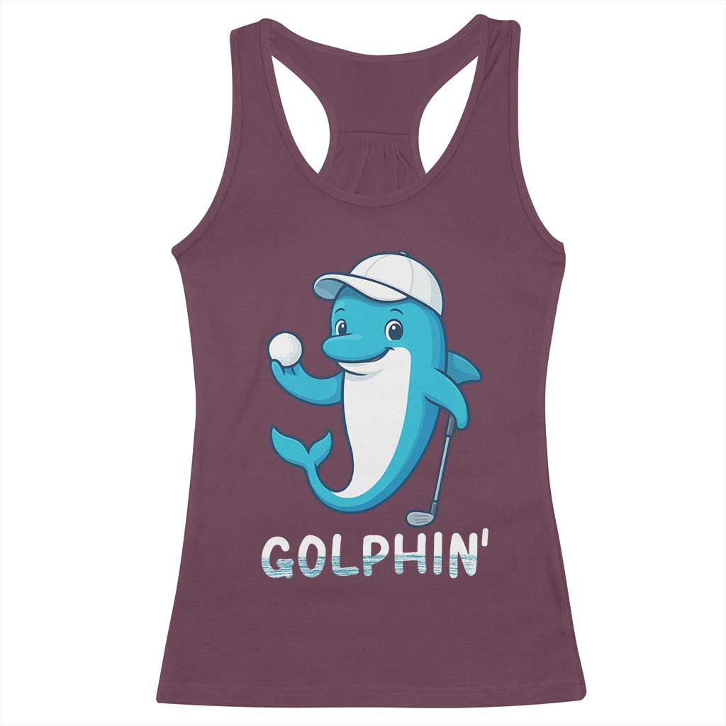 Golphin Dolphin Pun Racerback Tank Top Funny Golf Gift - Wonder Print Shop