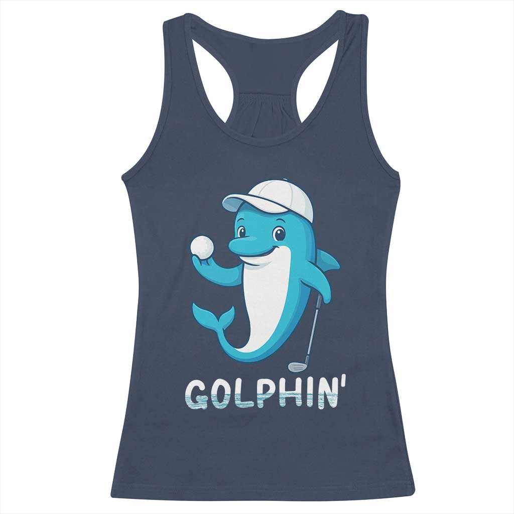 Golphin Dolphin Pun Racerback Tank Top Funny Golf Gift - Wonder Print Shop