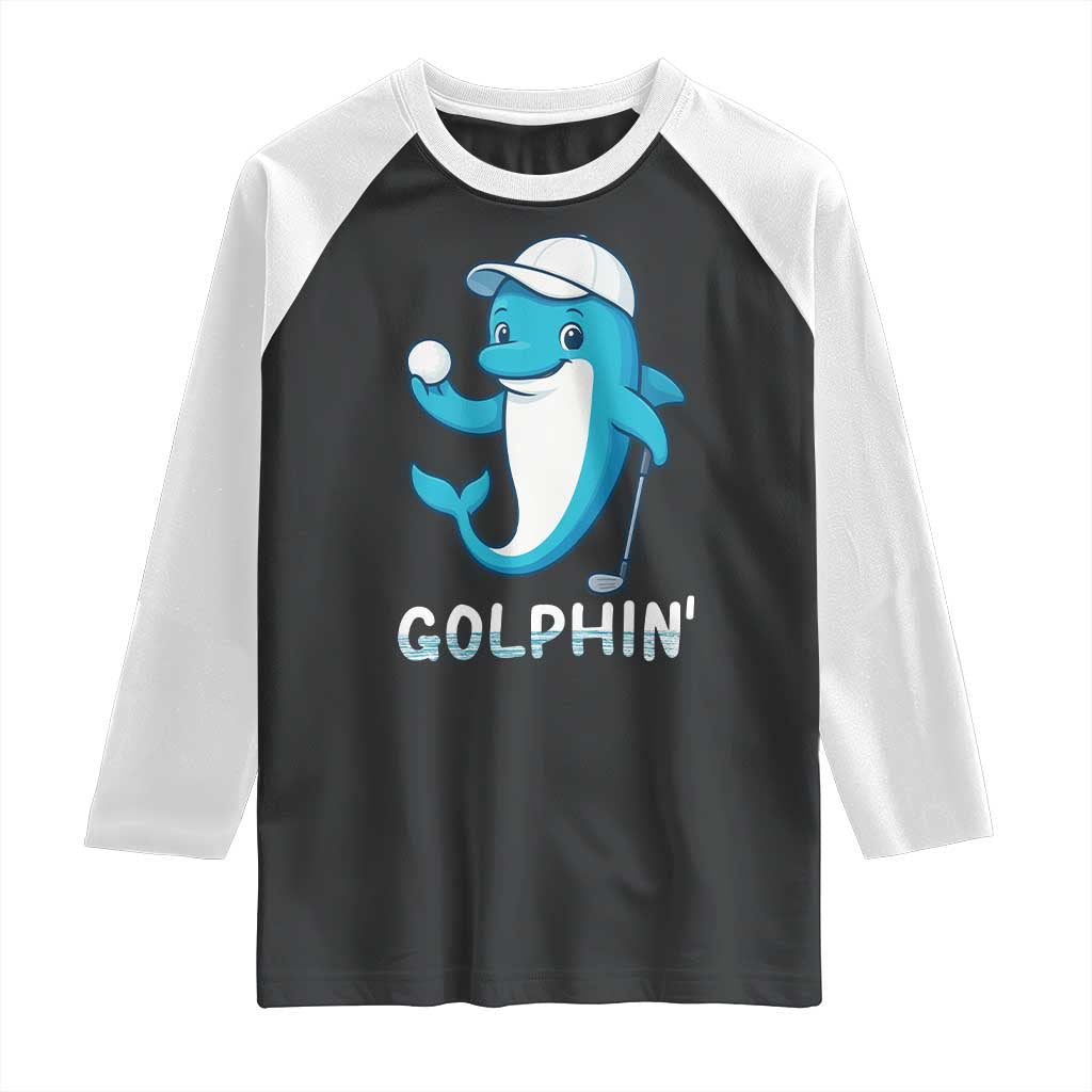 Golphin Dolphin Pun Raglan Shirt Funny Golf Gift - Wonder Print Shop