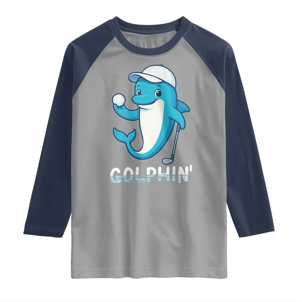 Golphin Dolphin Pun Raglan Shirt Funny Golf Gift - Wonder Print Shop