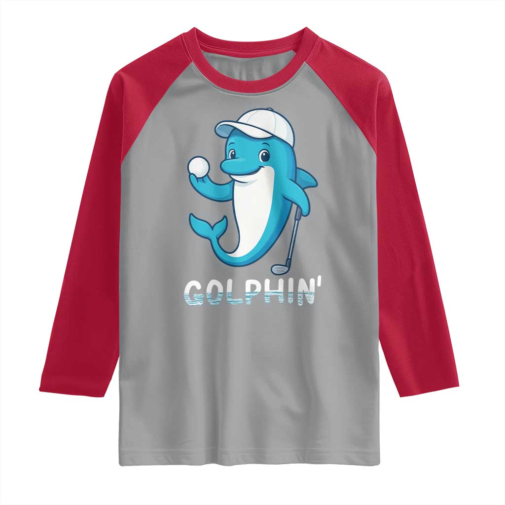 Golphin Dolphin Pun Raglan Shirt Funny Golf Gift - Wonder Print Shop