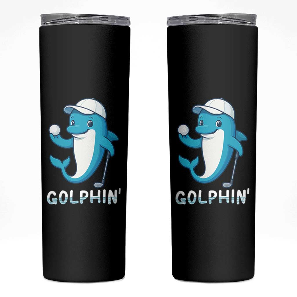 Golphin Dolphin Pun Skinny Tumbler Funny Golf Gift - Wonder Print Shop