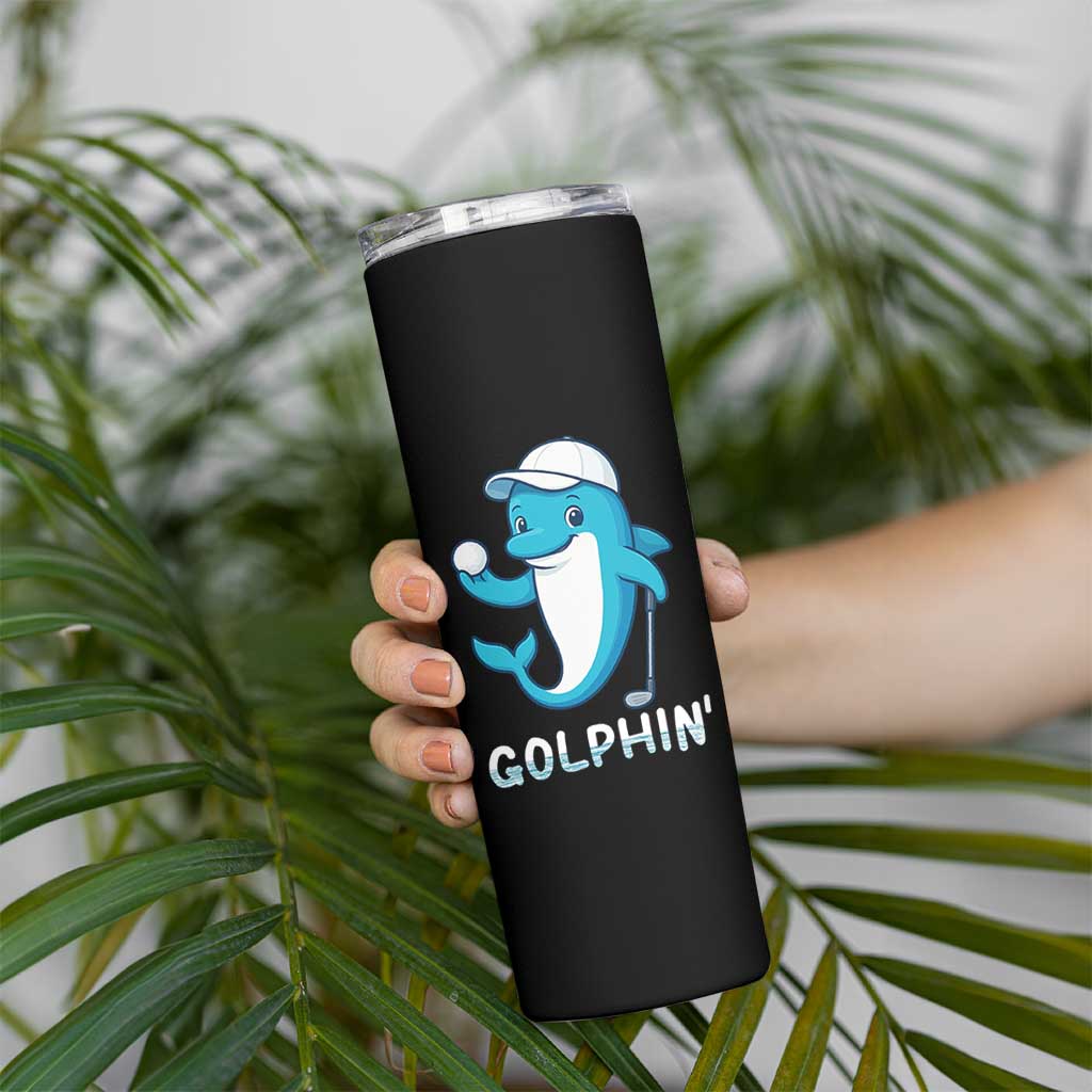 Golphin Dolphin Pun Skinny Tumbler Funny Golf Gift - Wonder Print Shop