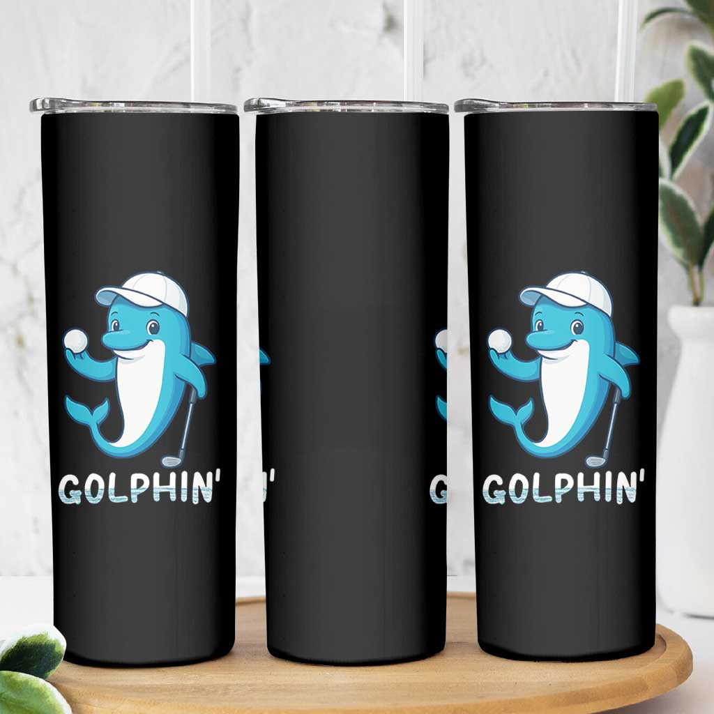 Golphin Dolphin Pun Skinny Tumbler Funny Golf Gift - Wonder Print Shop