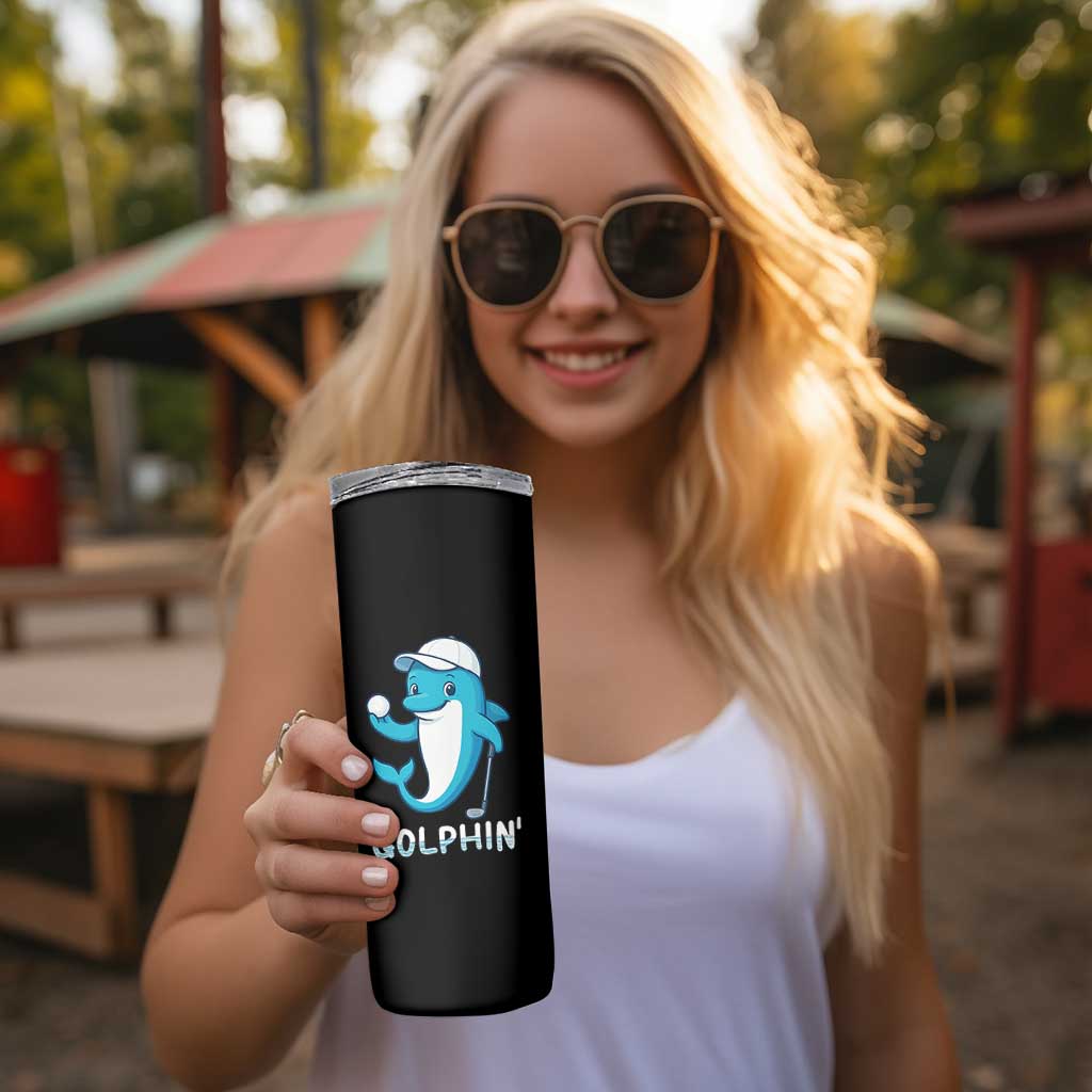 Golphin Dolphin Pun Skinny Tumbler Funny Golf Gift - Wonder Print Shop