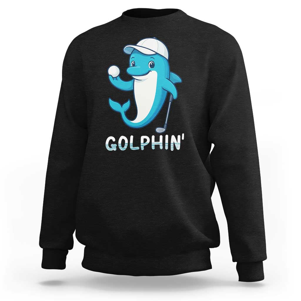 Golphin Dolphin Pun Sweatshirt Funny Golf Gift - Wonder Print Shop