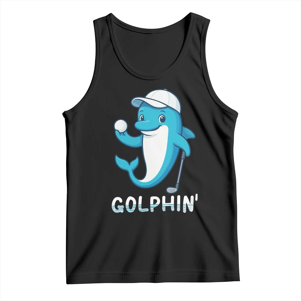 Golphin Dolphin Pun Tank Top Funny Golf Gift - Wonder Print Shop