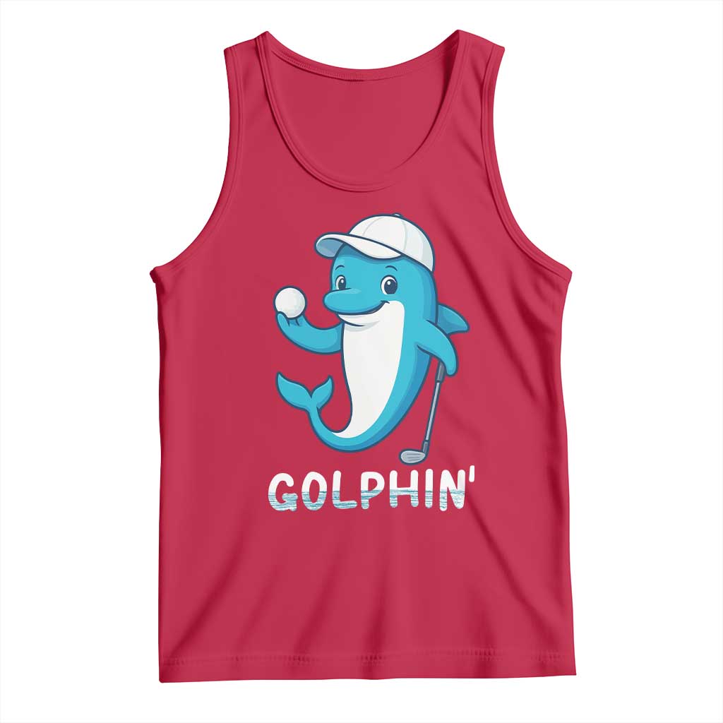 Golphin Dolphin Pun Tank Top Funny Golf Gift - Wonder Print Shop