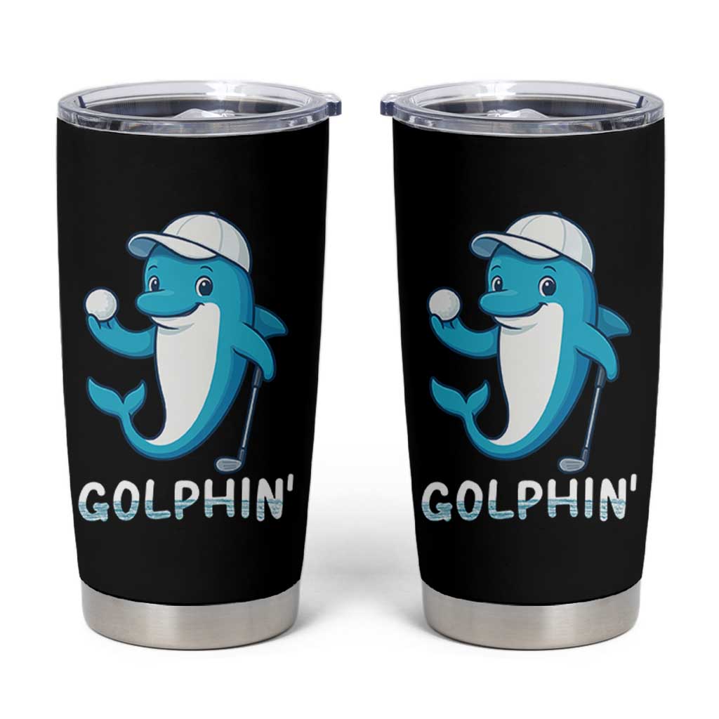 Golphin Dolphin Pun Tumbler Cup Funny Golf Gift - Wonder Print Shop