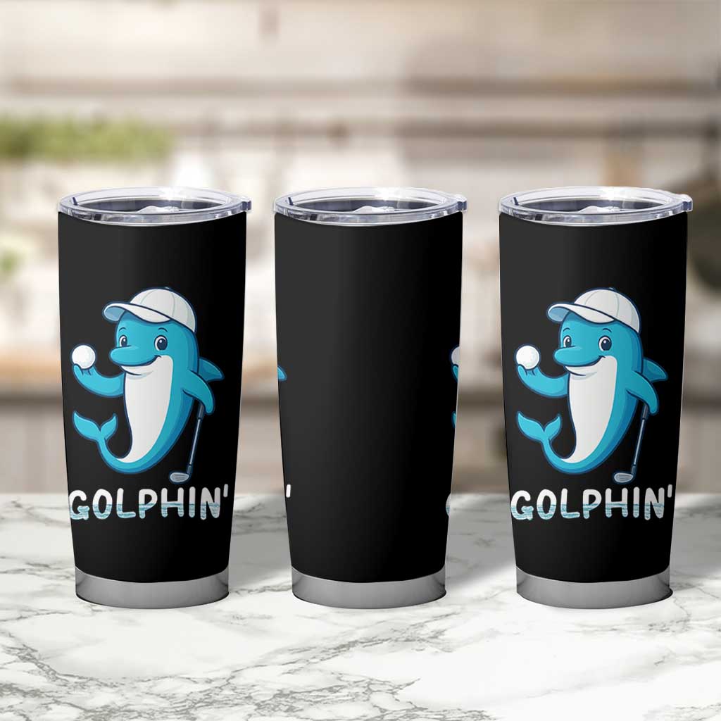 Golphin Dolphin Pun Tumbler Cup Funny Golf Gift - Wonder Print Shop