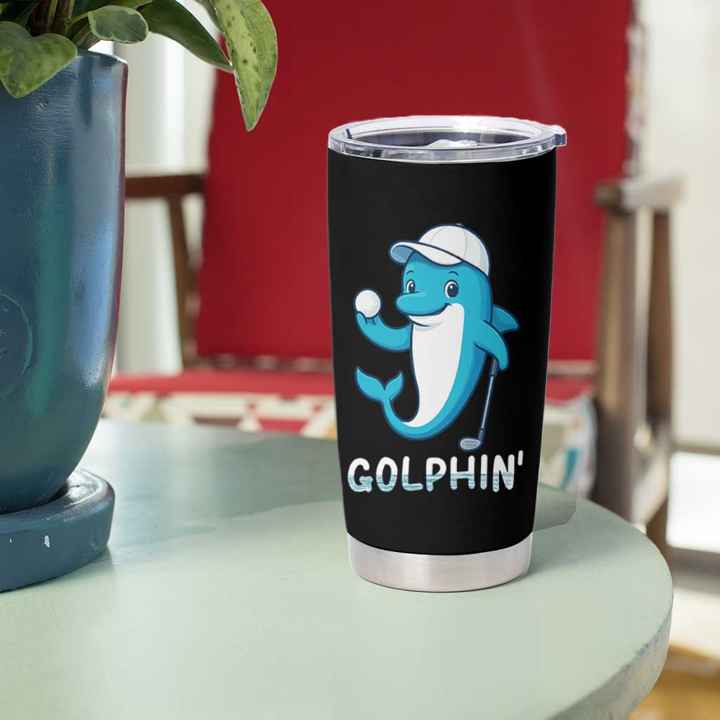 Golphin Dolphin Pun Tumbler Cup Funny Golf Gift - Wonder Print Shop