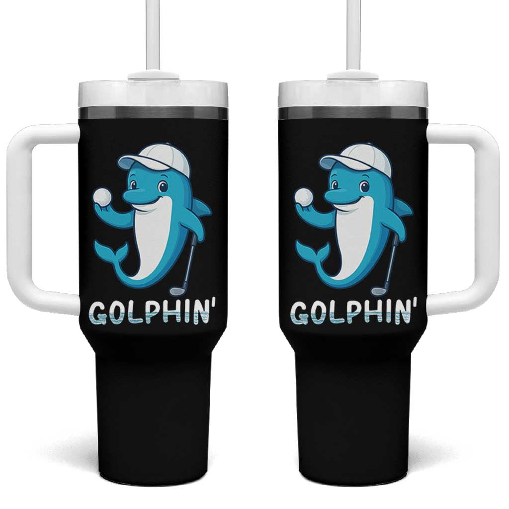 Golphin Dolphin Pun Tumbler With Handle Funny Golf Gift - Wonder Print Shop