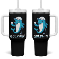 Golphin Dolphin Pun Tumbler With Handle Funny Golf Gift - Wonder Print Shop