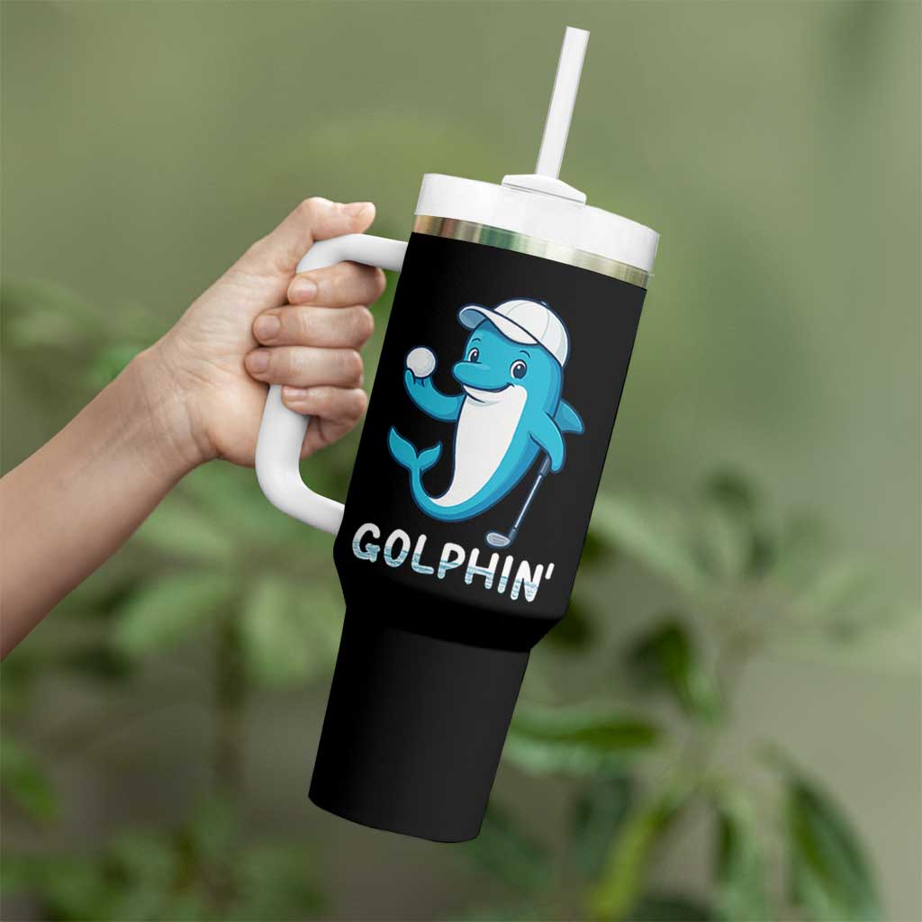 Golphin Dolphin Pun Tumbler With Handle Funny Golf Gift - Wonder Print Shop