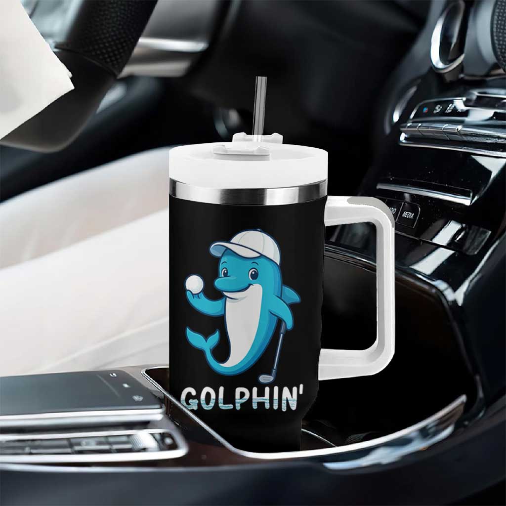 Golphin Dolphin Pun Tumbler With Handle Funny Golf Gift - Wonder Print Shop