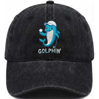 Golphin Dolphin Pun Washed Cotton Baseball Cap Funny Golf Gift