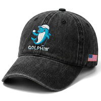 Golphin Dolphin Pun Washed Cotton Baseball Cap Funny Golf Gift