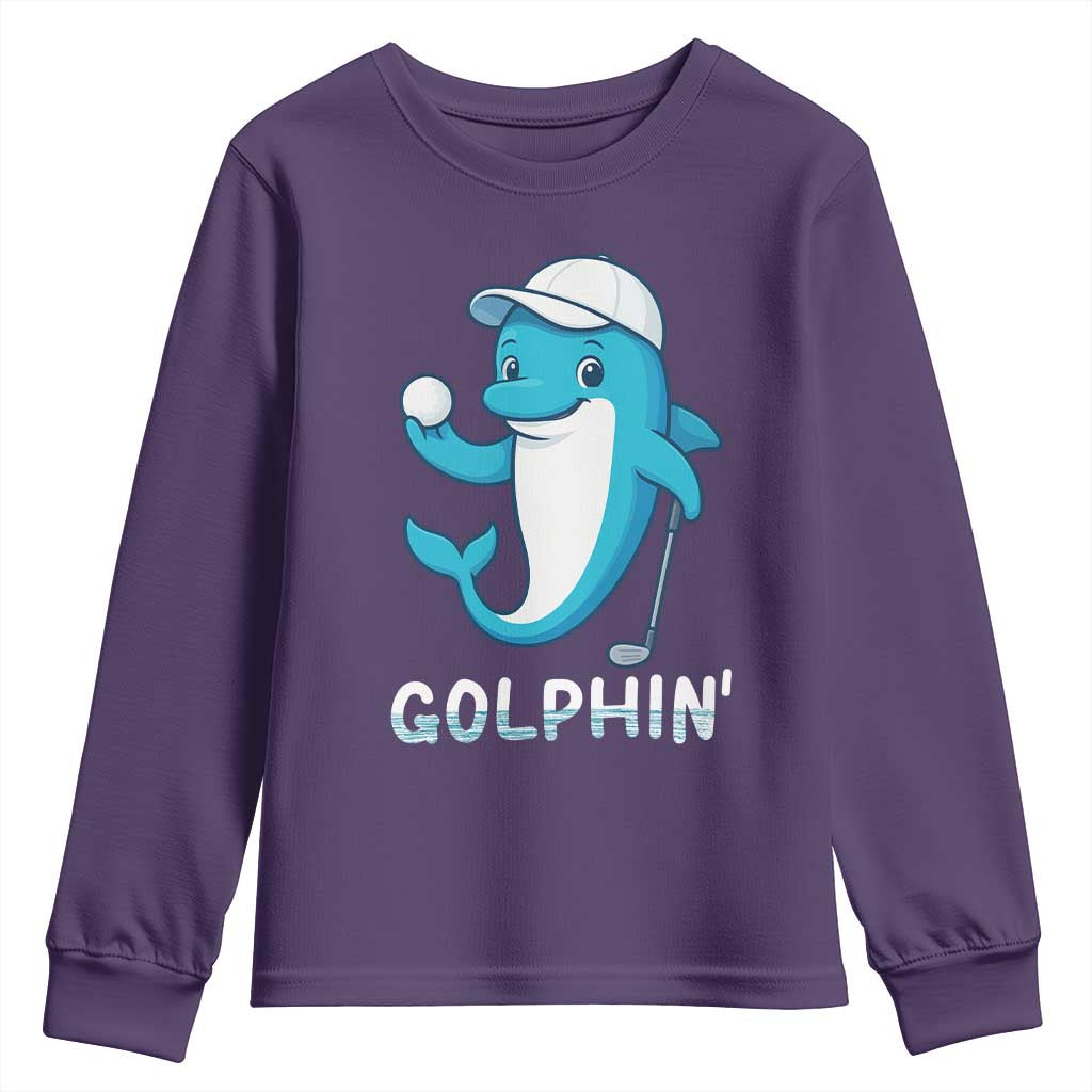 Golphin Dolphin Pun Youth Sweatshirt Funny Golf Gift - Wonder Print Shop