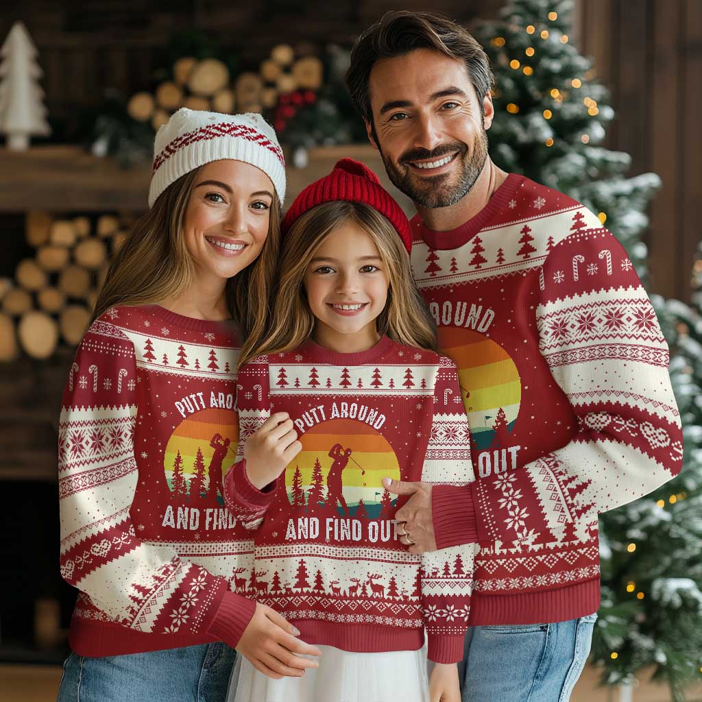 Funny Golf Quote Ugly Christmas Sweater Putt Around And Find Out - Wonder Print Shop