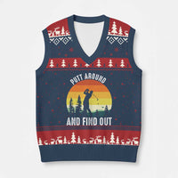 Funny Golf Quote V-Neck Knit Sweater Vest Putt Around And Find Out - Wonder Print Shop