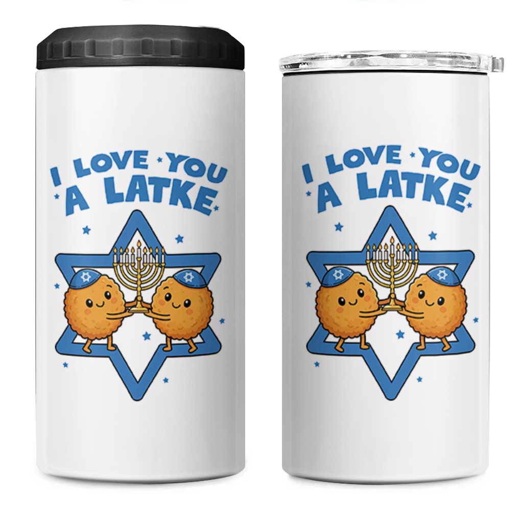 Funny Hanukkah 4 in 1 Can Cooler Tumbler I Love You A Latke Gift - Wonder Print Shop