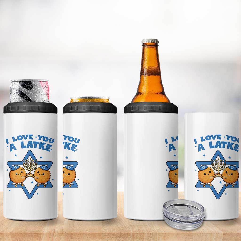 Funny Hanukkah 4 in 1 Can Cooler Tumbler I Love You A Latke Gift - Wonder Print Shop