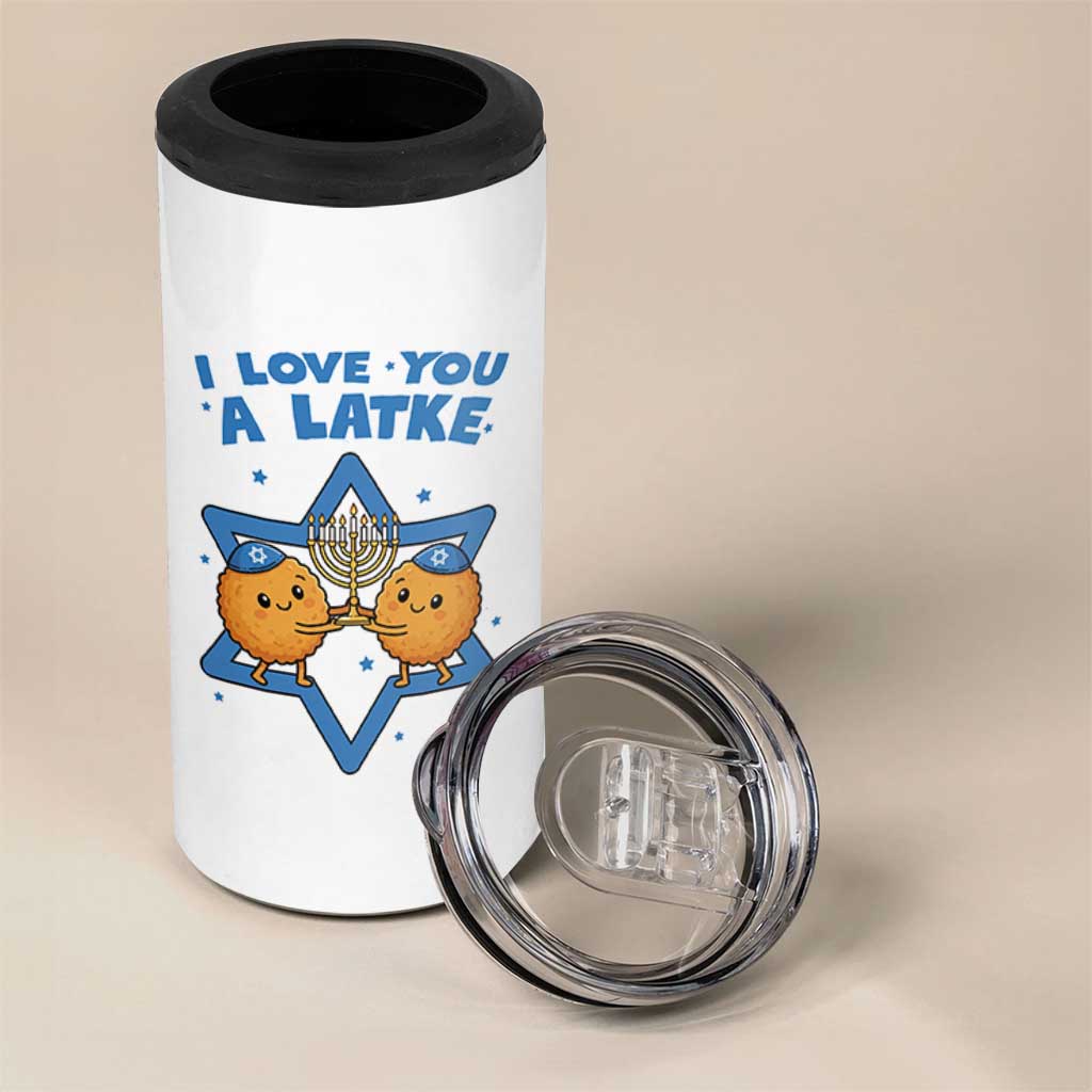 Funny Hanukkah 4 in 1 Can Cooler Tumbler I Love You A Latke Gift - Wonder Print Shop