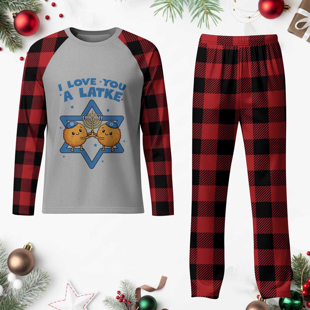 Funny Hanukkah Plaid Pajama Set I Love You A Latke Gift - Wonder Print Shop