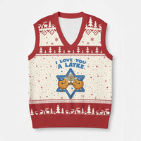 Funny Hanukkah V-Neck Knit Sweater Vest I Love You A Latke Gift - Wonder Print Shop