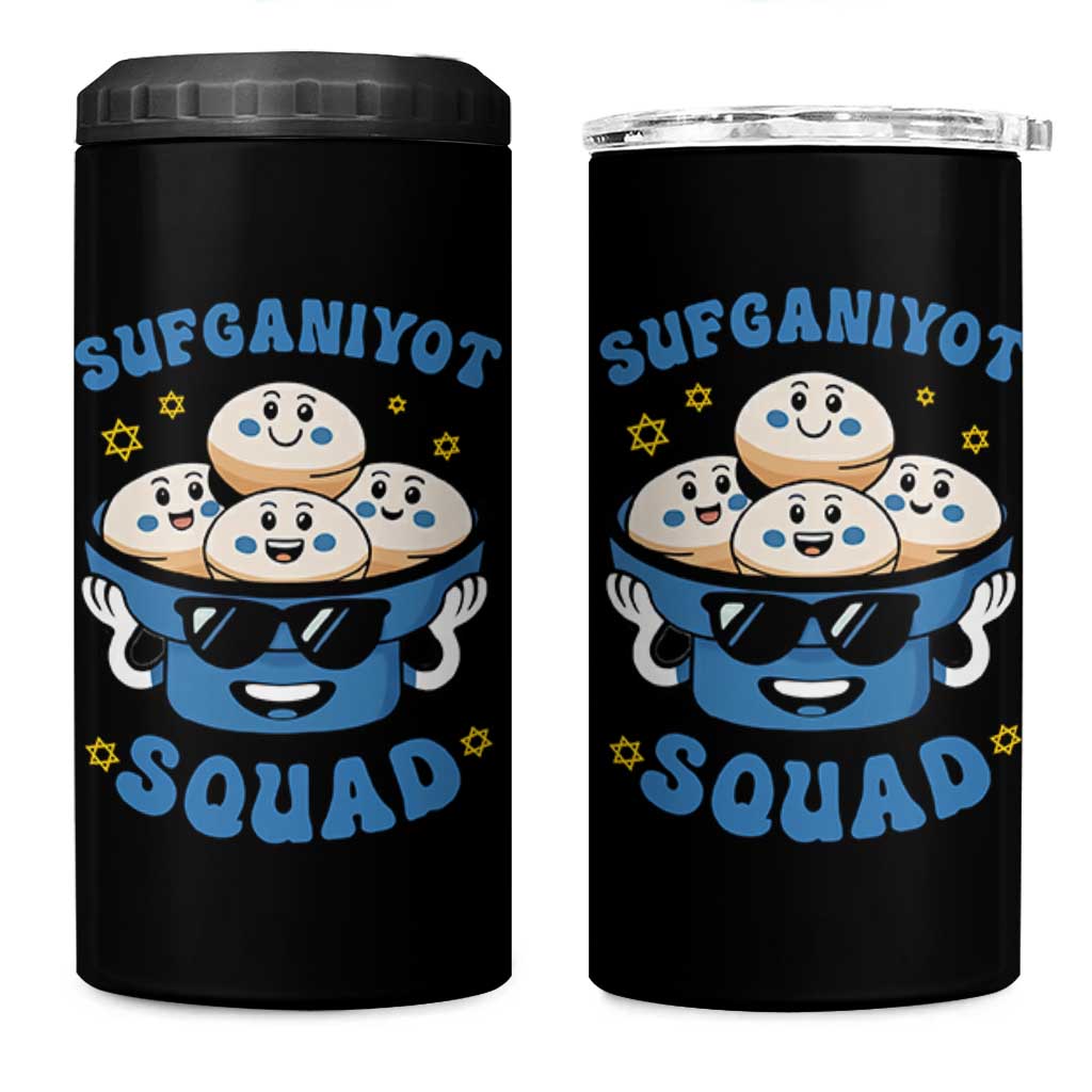 Hanukkah Sufganiyot Squad 4 in 1 Can Cooler Tumbler Funny Jelly Donut Jewish Gift - Wonder Print Shop