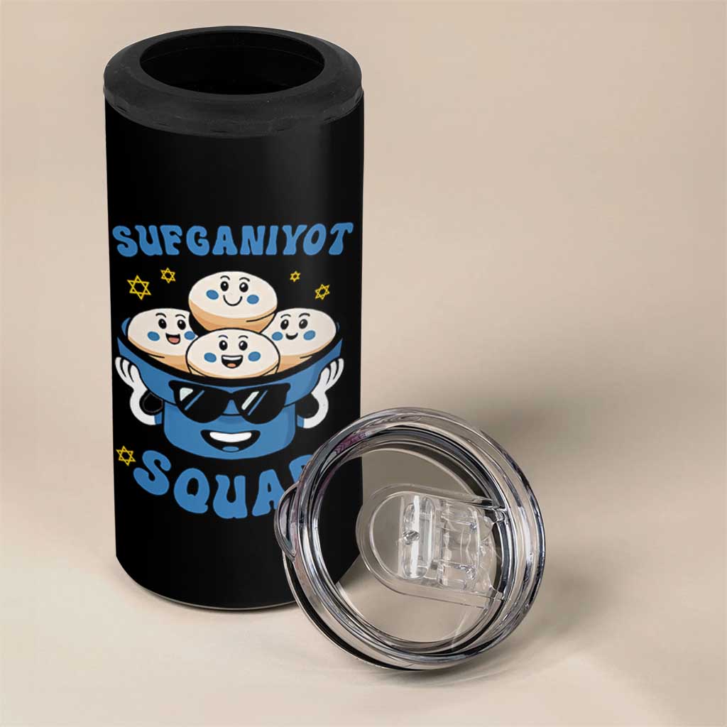 Hanukkah Sufganiyot Squad 4 in 1 Can Cooler Tumbler Funny Jelly Donut Jewish Gift - Wonder Print Shop