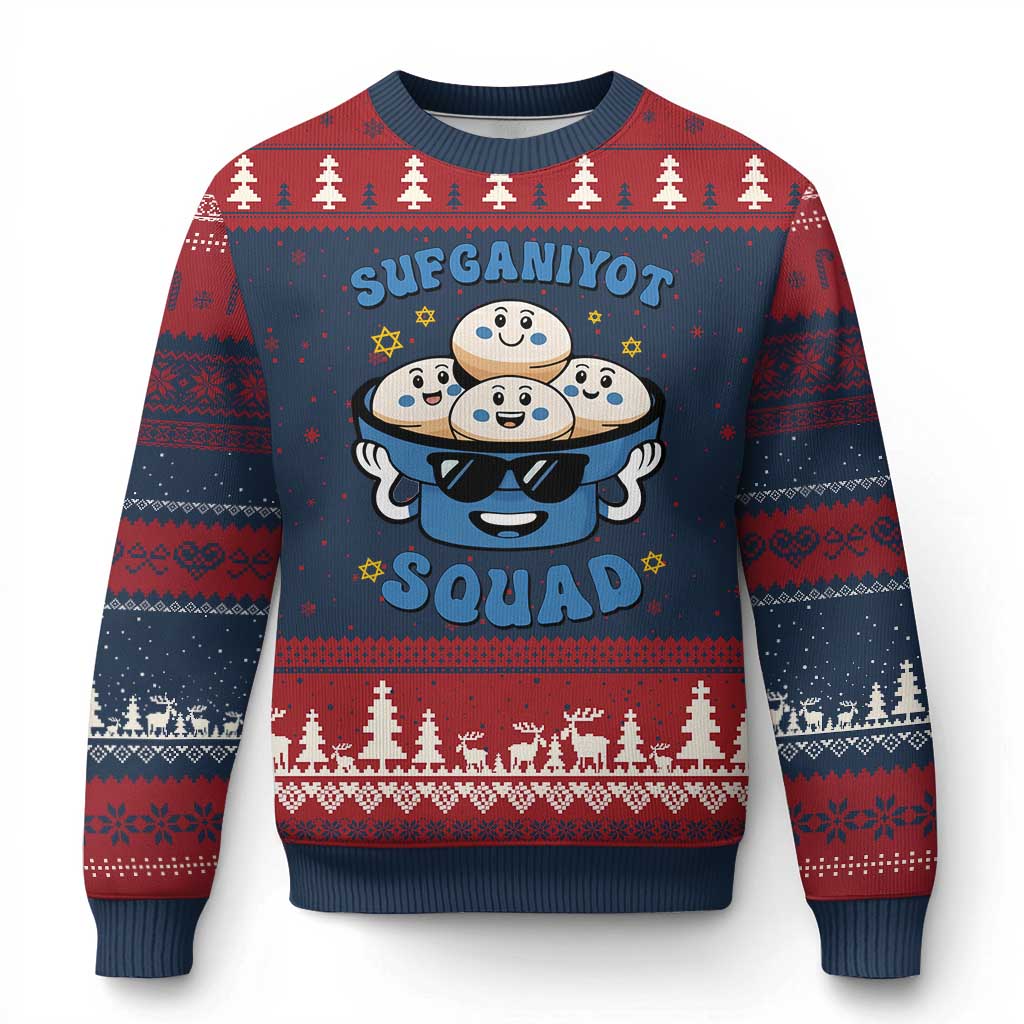Hanukkah Sufganiyot Squad Ugly Christmas Sweater Funny Jelly Donut Jewish Gift - Wonder Print Shop