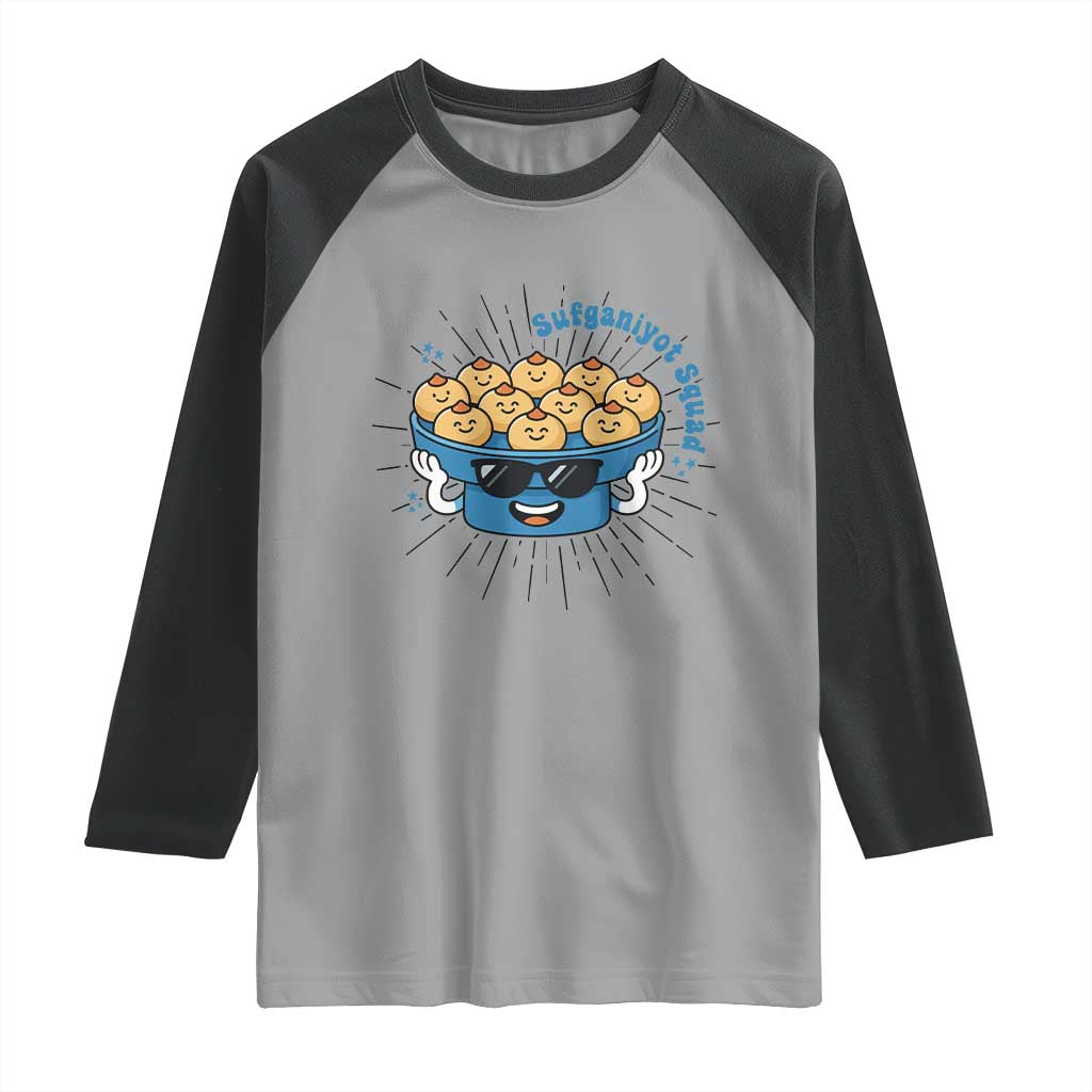 Funny Hanukkah Sufganiyah Jelly Donut Squad Gift Raglan Shirt - Wonder Print Shop