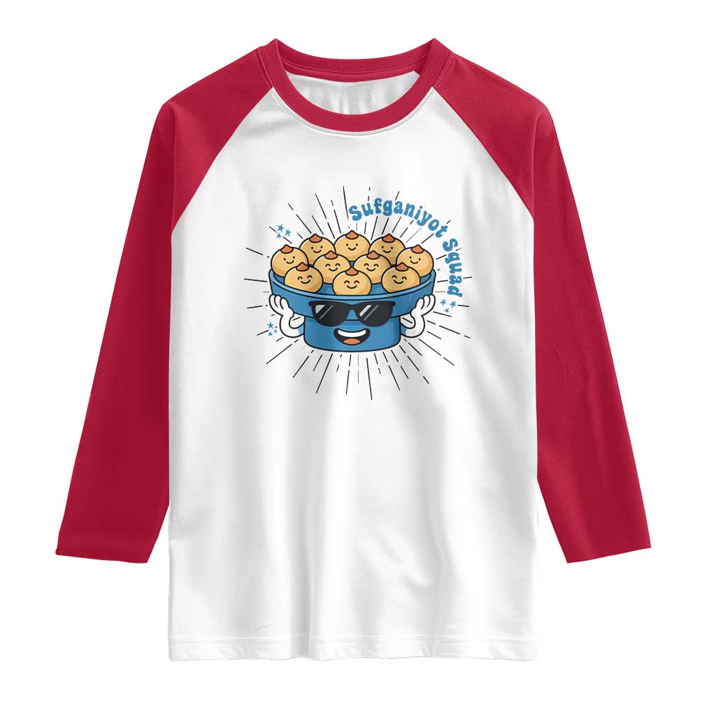 Funny Hanukkah Sufganiyah Jelly Donut Squad Gift Raglan Shirt - Wonder Print Shop