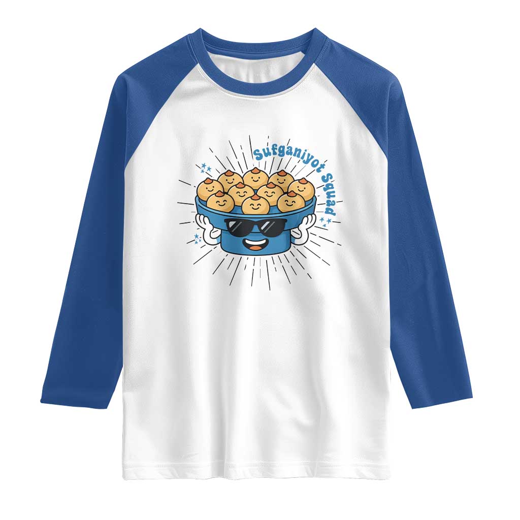 Funny Hanukkah Sufganiyah Jelly Donut Squad Gift Raglan Shirt - Wonder Print Shop
