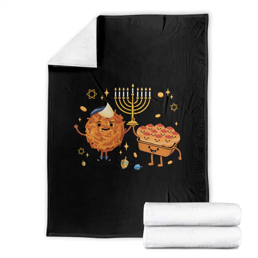 Hanukkah Sufganiyah And Latke Lifting Menorah Throw Blanket Funny Holiday Gift - Wonder Print Shop