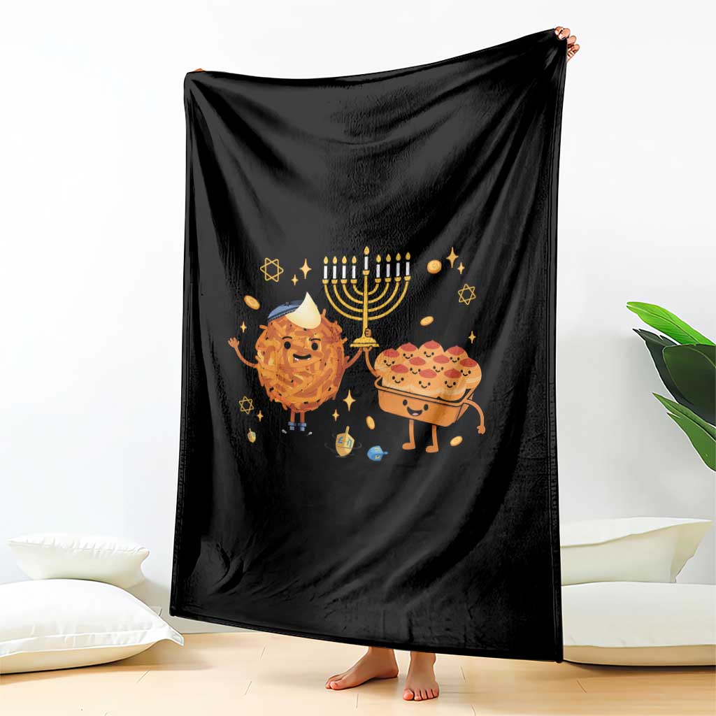 Hanukkah Sufganiyah And Latke Lifting Menorah Throw Blanket Funny Holiday Gift - Wonder Print Shop