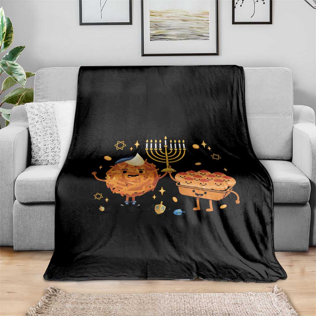 Hanukkah Sufganiyah And Latke Lifting Menorah Throw Blanket Funny Holiday Gift - Wonder Print Shop