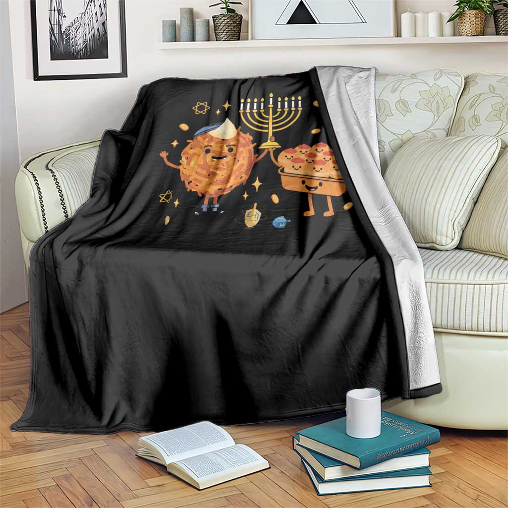 Hanukkah Sufganiyah And Latke Lifting Menorah Throw Blanket Funny Holiday Gift - Wonder Print Shop