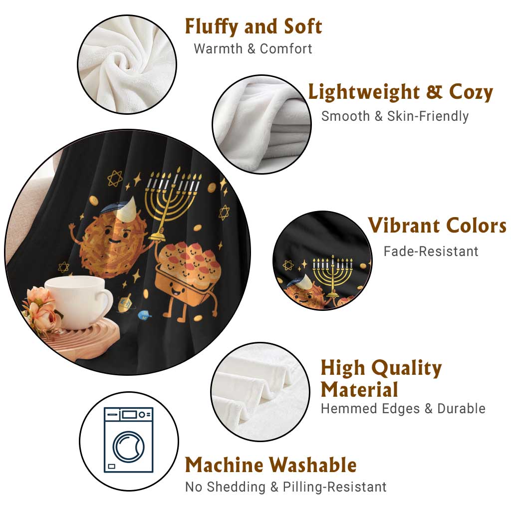 Hanukkah Sufganiyah And Latke Lifting Menorah Throw Blanket Funny Holiday Gift - Wonder Print Shop