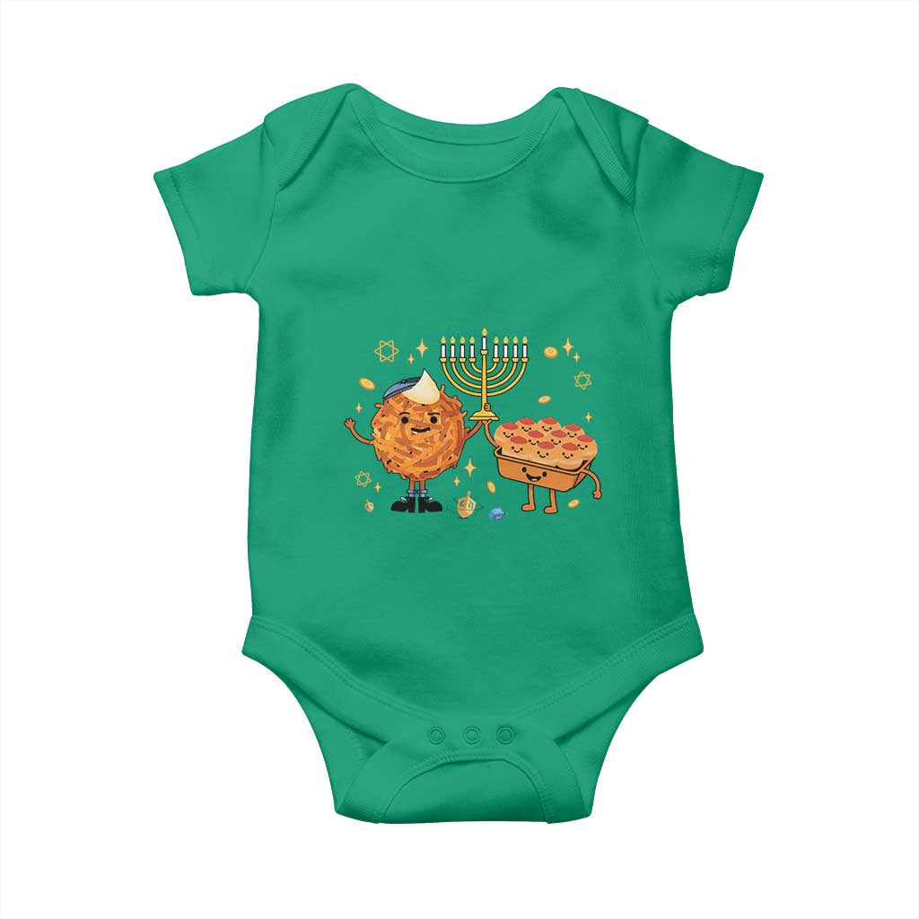 Hanukkah Sufganiyah And Latke Lifting Menorah Baby Onesie Funny Holiday Gift - Wonder Print Shop