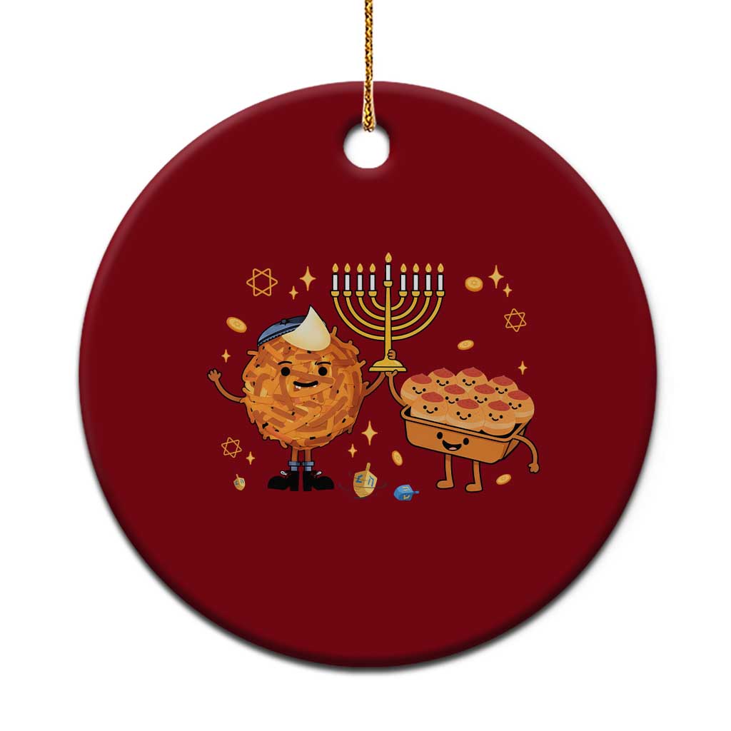 Hanukkah Sufganiyah And Latke Lifting Menorah Ceramic Ornament Funny Holiday Gift - Wonder Print Shop