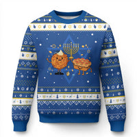 Chanukkah Sufganiyah And Latke Lifting Menorah Hanukkah Ugly Sweater Funny Holiday Gift - Wonder Print Shop